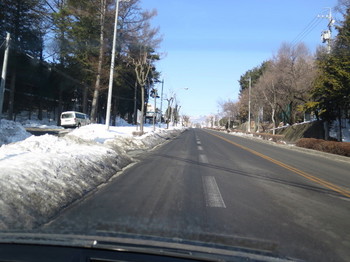 道の両側は雪で真っ白