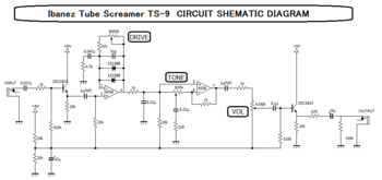 Ibanez TS-9 circuit schematic diagram